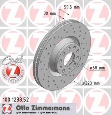Купить 100.1238.52 Zimmermann Тормозные диски Audi A8 (2.5, 2.8, 3.3, 3.7, 4.2)