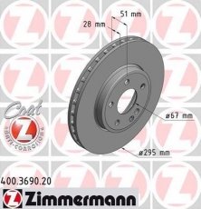 Купить 400.3690.20 Zimmermann Тормозные диски B-Class W246 (1.6, 1.8, 2.1)