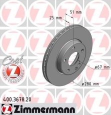 Купить 400.3678.20 Zimmermann Тормозные диски Б Класс W246 (1.5, 1.6, 1.8)