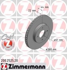 Купить 200.2525.20 Zimmermann Тормозные диски Микра (1.2, 1.2 DIG, 1.5)