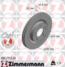 Купить 380.2113.20 Zimmermann Тормозные диски Грандис (2.0 DI-D, 2.4)