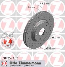 Купить 590.2597.52 Zimmermann Тормозные диски Avensis T27 (1.6, 1.8, 2.0)
