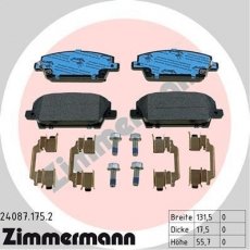 Купить 24087.175.2 Zimmermann Тормозные колодки передние Цивик (1.4, 1.8, 2.2 CTDi) с звуковым предупреждением износа