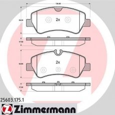 Купить 25603.175.1 Zimmermann Тормозные колодки задние Транзит 8 (2.0 TDCi, 2.2 TDCi) 