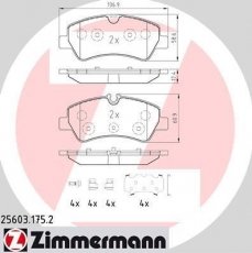 Купити 25603.175.2 Zimmermann Гальмівні колодки задні Transit 8 (2.0 TDCi, 2.2 TDCi) 