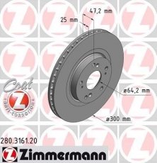 Купить 280.3161.20 Zimmermann Тормозные диски Civic 2.0 Type-R
