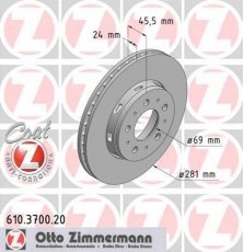 Купить 610.3700.20 Zimmermann Тормозные диски Volvo S40 1 (1.6, 1.7, 1.8, 1.9)