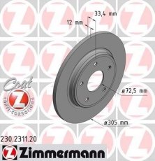 Купить 230.2311.20 Zimmermann Тормозные диски Voyager Grand (2.8, 3.3, 3.6, 3.8, 4.0)