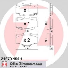 Купить 21679.150.1 Zimmermann Тормозные колодки передние Хайлюкс (2.2, 2.4) с звуковым предупреждением износа