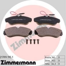 Купить 21799.195.1 Zimmermann Тормозные колодки передние Боксер (2.5 D, 2.5 TD, 2.5 TDI) с датчиком износа
