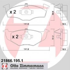 Купити 21866.195.1 Zimmermann Гальмівні колодки передні Ibiza (1.0, 1.4, 1.6, 1.8, 1.9) 