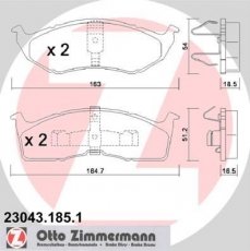 Купить 23043.185.1 Zimmermann Тормозные колодки передние Крайслер 300 (2.7 V6 24V, 3.5 V6 24V) 