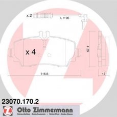 Купити 23070.170.2 Zimmermann Гальмівні колодки передні A-Class W168 (1.4, 1.6, 1.7, 1.9, 2.1) з датчиком зносу