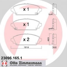Купить 23096.165.1 Zimmermann Тормозные колодки передние Accord (1.6 LS, 1.6 i) с звуковым предупреждением износа
