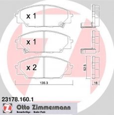 Купить 23178.160.1 Zimmermann Тормозные колодки передние Civic (2.0 Type-R, 2.0 i Sport, 2.0 i-VTEC Type R) с звуковым предупреждением износа