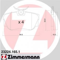 Купити 23224.165.1 Zimmermann Гальмівні колодки задні Transporter T4 (1.9, 2.4, 2.5) 