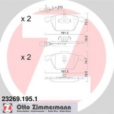 Купить 23269.195.1 Zimmermann Тормозные колодки передние Транспортер Т4 (1.9, 2.0, 2.4, 2.5, 2.8) с датчиком износа
