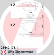 Купити 23440.175.1 Zimmermann Гальмівні колодки передні Tourneo Connect (1.8 16V, 1.8 TDCi) 