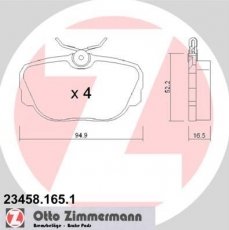 Купить 23458.165.1 Zimmermann Тормозные колодки задние Дискавери (2.5 Td5, 4.0 V8) 