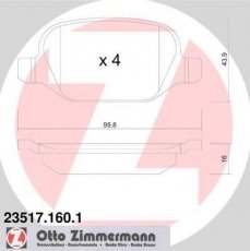 Купить 23517.160.1 Zimmermann Тормозные колодки задние Linea (1.4 T-Jet, 1.6 D Multijet) 