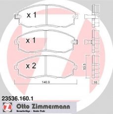 Купить 23536.160.1 Zimmermann Тормозные колодки передние Hyundai H1 (2.4, 2.5) с звуковым предупреждением износа
