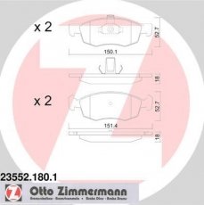 Купить 23552.180.1 Zimmermann Тормозные колодки передние Добло (1.2, 1.4, 1.6, 1.9) 