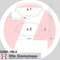 Купити 23581.190.2 Zimmermann Гальмівні колодки передні Фабія (1.2, 1.4, 1.6, 1.9, 2.0) з датчиком зносу