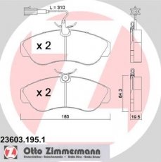 Купити 23603.195.1 Zimmermann Гальмівні колодки передні Boxer (1.9, 2.0, 2.4, 2.8) з датчиком зносу
