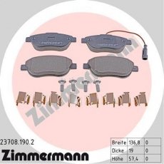Купить 23708.190.2 Zimmermann Тормозные колодки передние Нэмо (1.3 HDi 75, 1.4 HDi) с датчиком износа