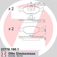 Купить 23776.180.1 Zimmermann Тормозные колодки передние Albea (1.0, 1.2, 1.4) с датчиком износа