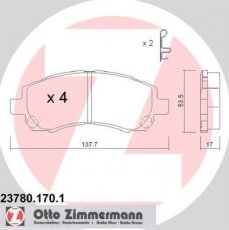 Купить 23780.170.1 Zimmermann Тормозные колодки передние Impreza (1.5, 1.6, 1.8, 2.0) с звуковым предупреждением износа