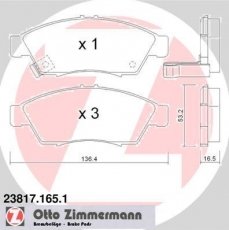 Купить 23817.165.1 Zimmermann Тормозные колодки передние Liana (1.3, 1.4, 1.6) с звуковым предупреждением износа