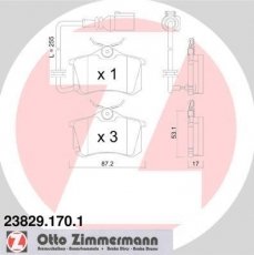 Купити 23829.170.1 Zimmermann Гальмівні колодки задні Фабія (1.0, 1.2, 1.4, 1.9, 2.0) з датчиком зносу