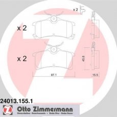 Купить 24013.155.1 Zimmermann Тормозные колодки задние Avensis T22 (1.6, 1.8, 2.0) с звуковым предупреждением износа