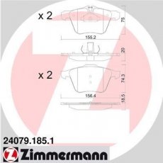 Купить 24079.185.1 Zimmermann Тормозные колодки передние S-Type (2 V8, R 4) подготовлено для датчика износа колодок