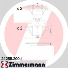Купить 24255.200.1 Zimmermann Тормозные колодки передние BMW X1 E84 (1.6, 2.0) подготовлено для датчика износа колодок