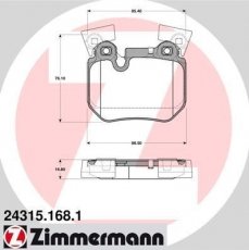 Купить 24315.168.1 Zimmermann Тормозные колодки задние БМВ Е90 (Е90, Е91, Е92, Е93) (2.0, 3.0) подготовлено для датчика износа колодок
