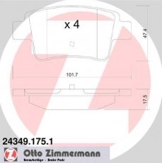 Купити 24349.175.1 Zimmermann Гальмівні колодки задні Corsa D (1.4, 1.6 Turbo, 1.7 CDTI) 
