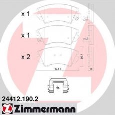Купить 24412.190.2 Zimmermann Тормозные колодки передние Камаро 3.6 с звуковым предупреждением износа
