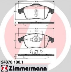 Купить 24870.180.1 Zimmermann Тормозные колодки передние Laguna 3 (2.0, 3.0, 3.5) подготовлено для датчика износа колодок