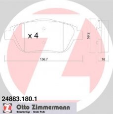 Купить 24883.180.1 Zimmermann Тормозные колодки передние Пежо 2008 (1.2, 1.4, 1.6) 