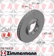 Купить 250.1369.20 Zimmermann Тормозные диски Transit 8 (2.0 TDCi, 2.2 TDCi)