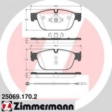 Купить 25069.170.2 Zimmermann Тормозные колодки передние Citroen C5 3 (2.2 HDi 200, 3.0 HDi 240) с датчиком износа