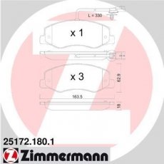 Гальмівна колодка 25172.180.1 Zimmermann – з датчиком зносу фото 1