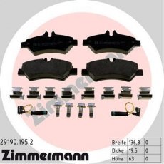 Купить 29190.195.2 Zimmermann Тормозные колодки задние Спринтер 906 (1.8, 2.1, 3.0, 3.5) подготовлено для датчика износа колодок