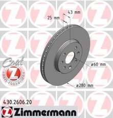 Купить 430.2606.20 Zimmermann Тормозные диски Астра H (1.2, 1.4, 1.6, 1.7, 1.8)