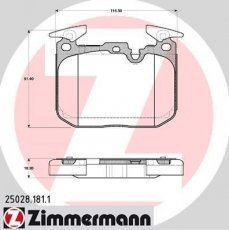 Гальмівна колодка 25028.181.1 Zimmermann – подготовлено для датчика износа колодок фото 1