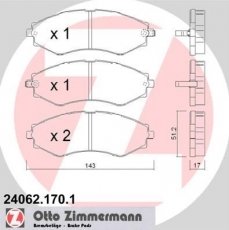 Купить 24062.170.1 Zimmermann Тормозные колодки передние Nubira (1.4, 1.6, 1.8, 2.0) с звуковым предупреждением износа