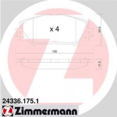 Купить 24336.175.1 Zimmermann Тормозные колодки передние Auris (1.4 VVTi, 1.6, 1.6 VVTi) 