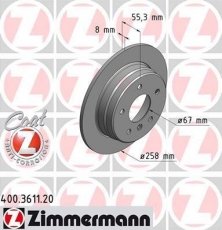 Купить 400.3611.20 Zimmermann Тормозные диски Ванео W414 (1.4, 1.6, 1.7, 1.9)